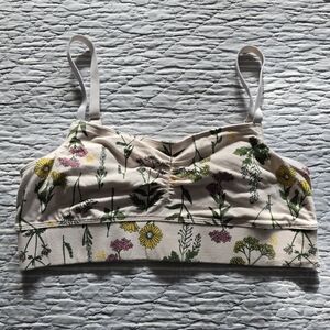 Cream Floral Cotton Bra
